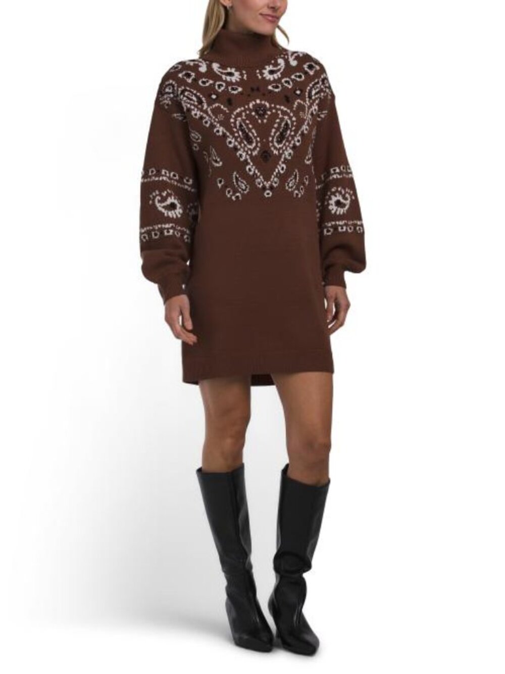 FLAT WHITE Bandana Sweater Mini Dress